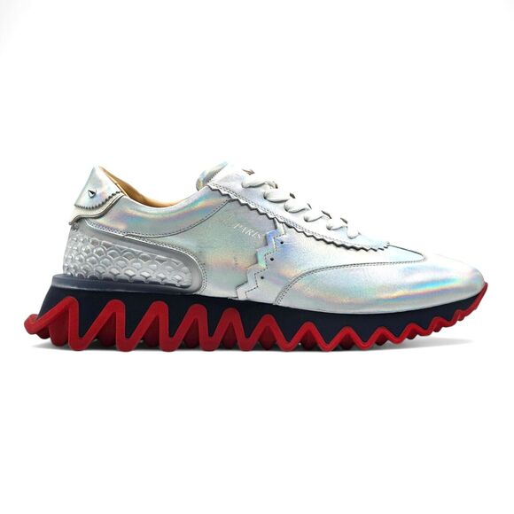 Christian Louboutin Loubishark Iridescent Sneakers - Laser Silver EU 44 / US 11 - Picture 3 of 12